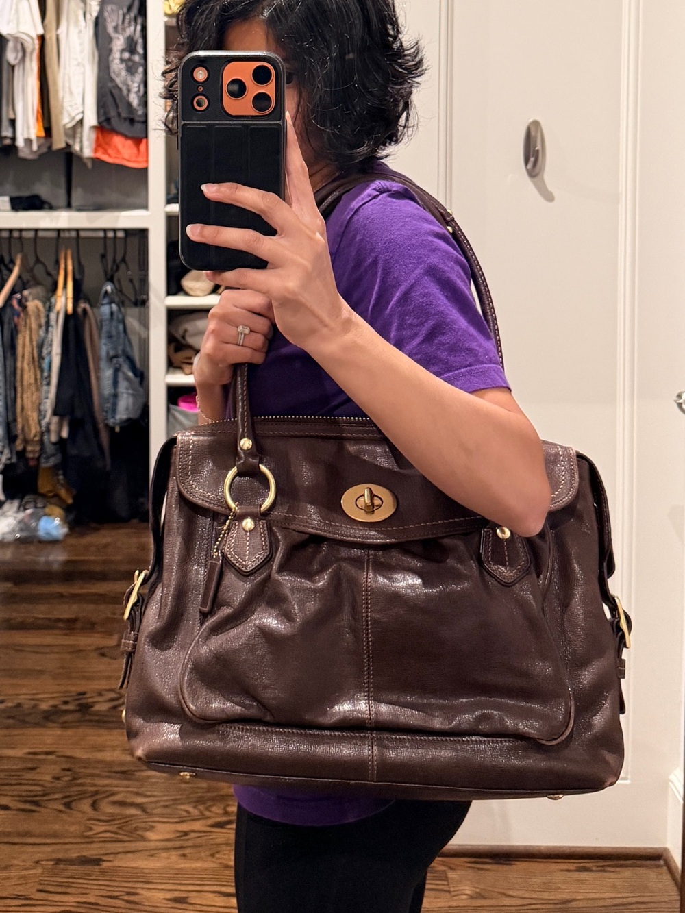 Coach Addison Spectator Brown Leather Tote - Picture 15 of 16
